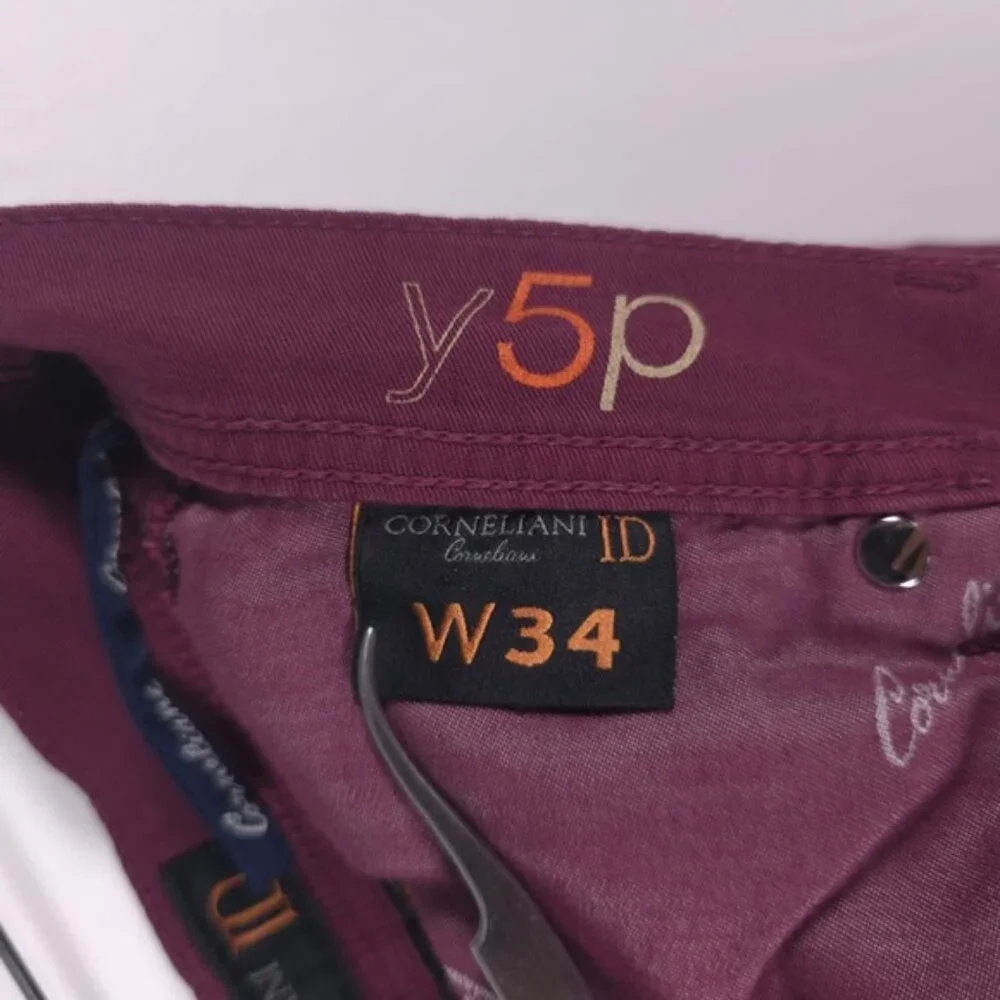 CORNELIANI ID LUXURY DENIM ITALY🇮🇹MADE y5p 7214JT4 00 Pants Burgundy‎ Size 34